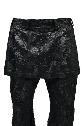 COATED PILE TROUSER / BLK