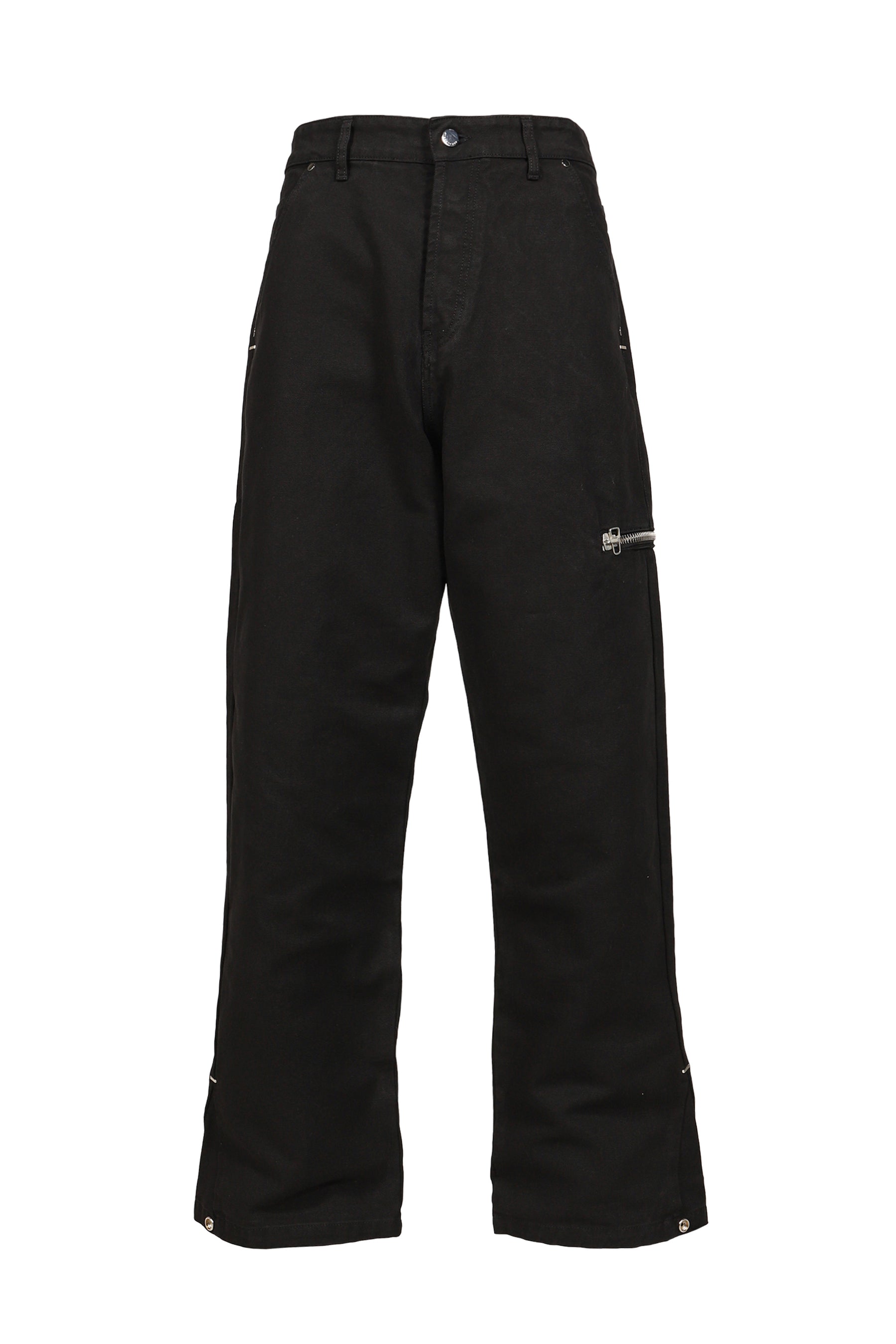 SIDE ZIP ADJUSTABLE FLARE PANTS / WASHED BLK