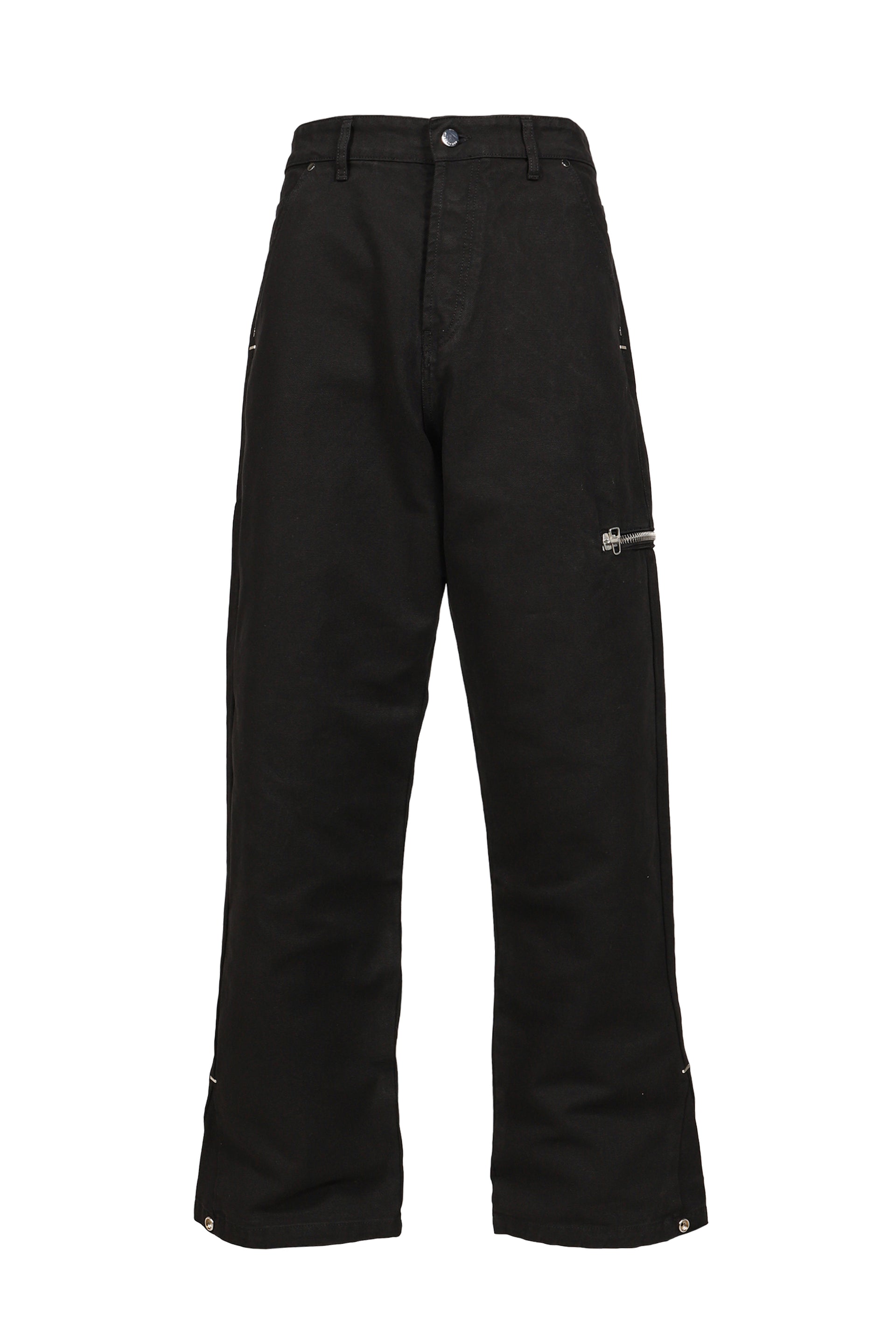 SIDE ZIP ADJUSTABLE FLARE PANTS / WASHED BLK