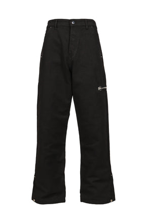 SIDE ZIP ADJUSTABLE FLARE PANTS / WASHED BLK