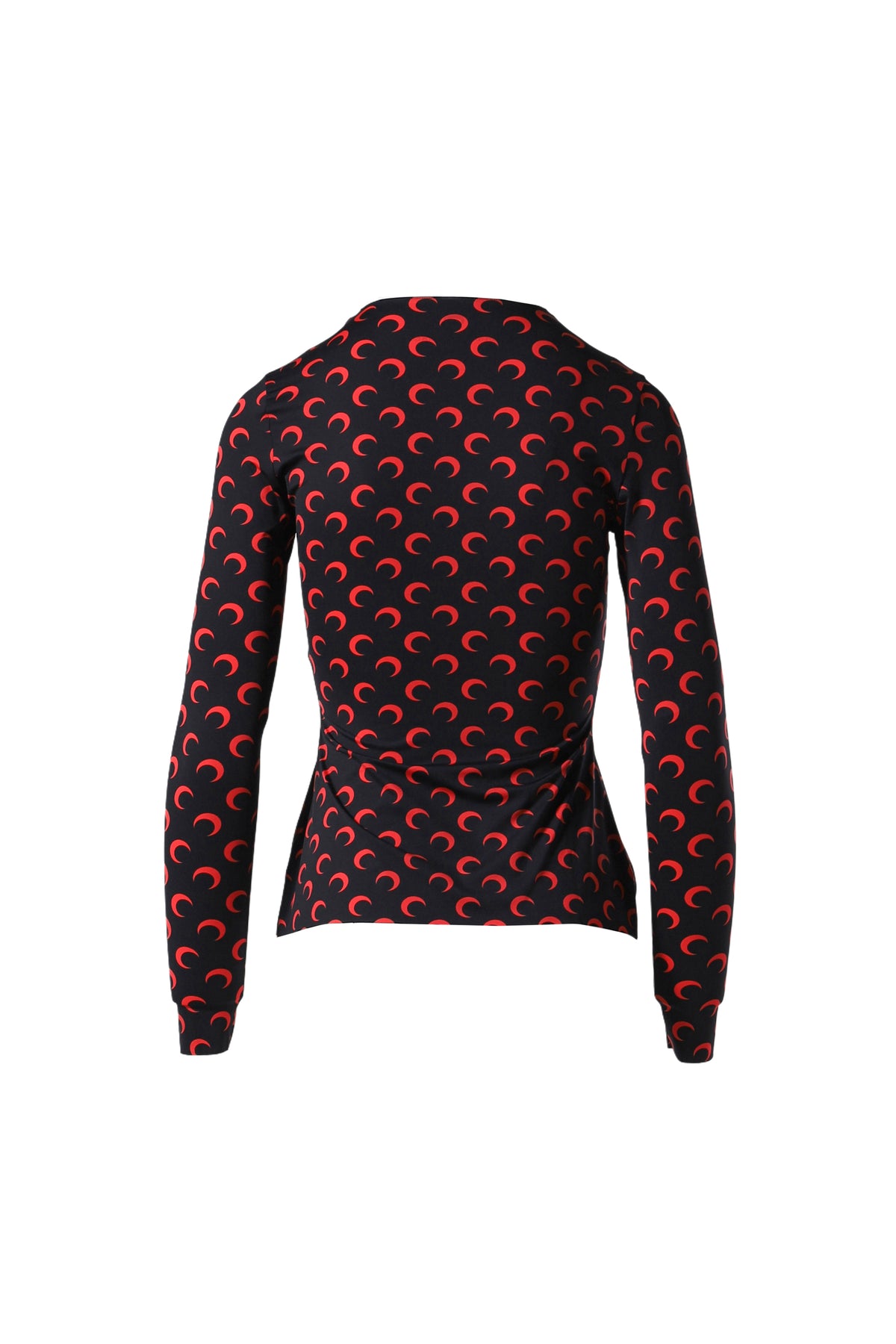 MOON PRINTED JERSEY SECOND SKIN CREWNECK TOP / RED