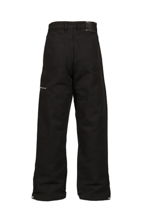 SIDE ZIP ADJUSTABLE FLARE PANTS / WASHED BLK