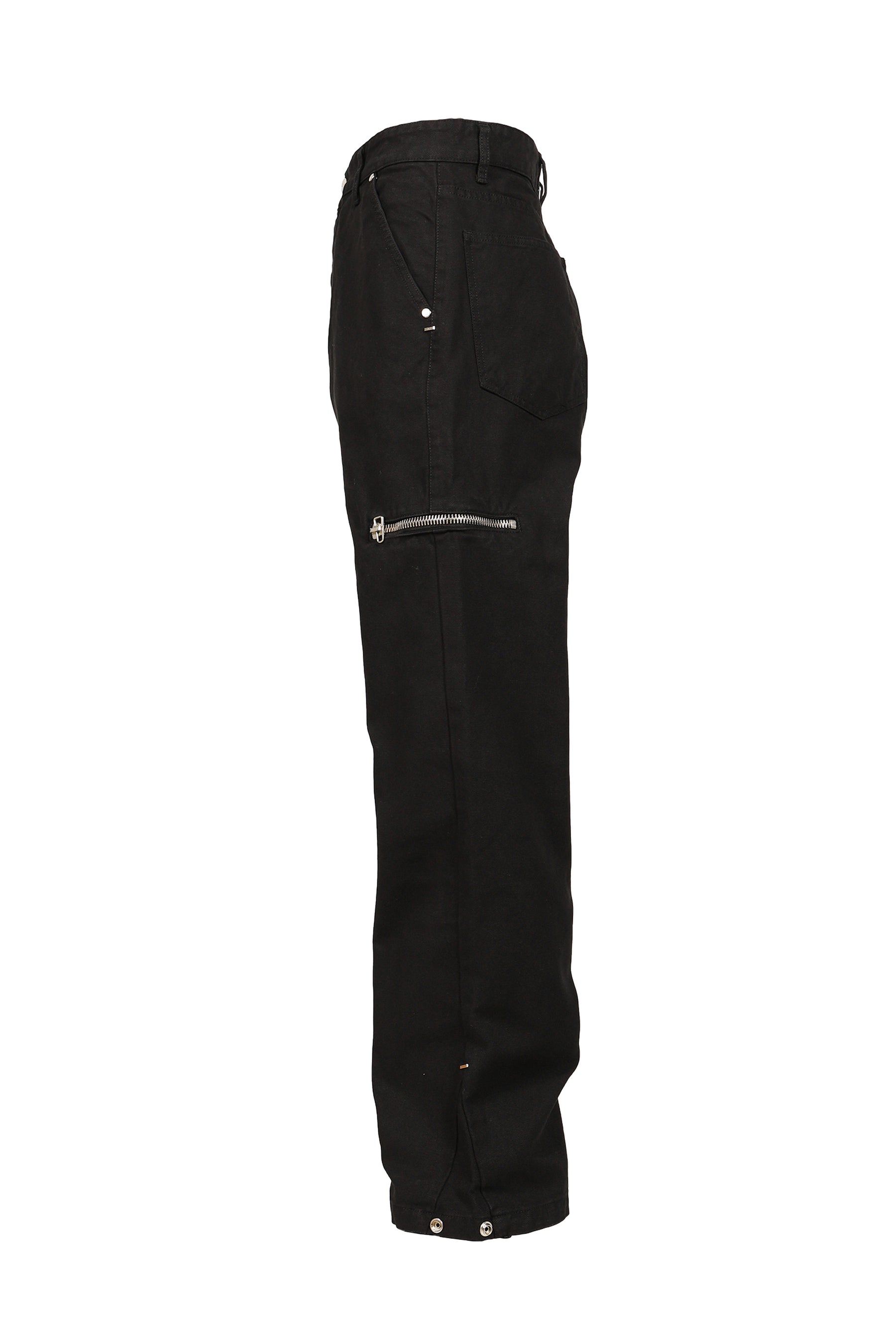 SIDE ZIP ADJUSTABLE FLARE PANTS / WASHED BLK