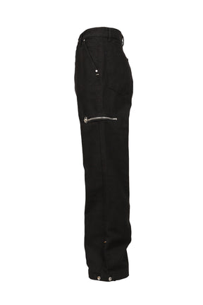SIDE ZIP ADJUSTABLE FLARE PANTS / WASHED BLK