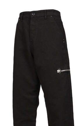 SIDE ZIP ADJUSTABLE FLARE PANTS / WASHED BLK