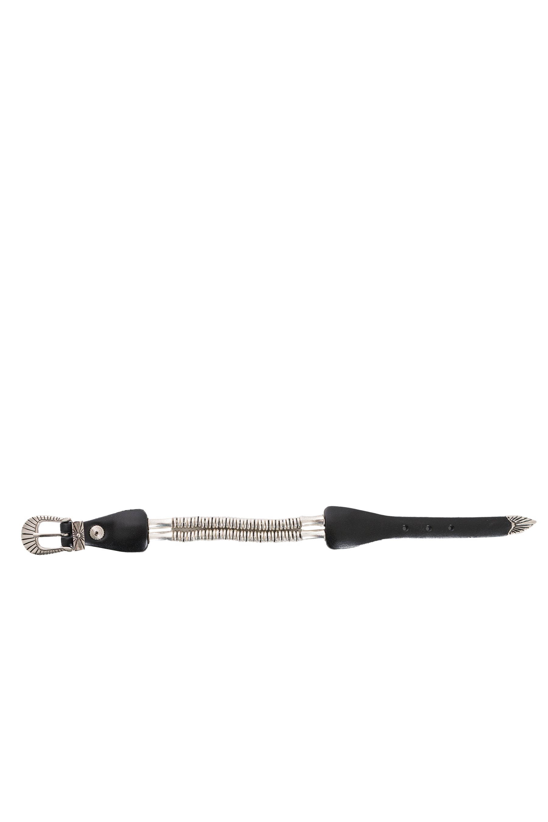 BEADS LEATHER BANGLE / BLK