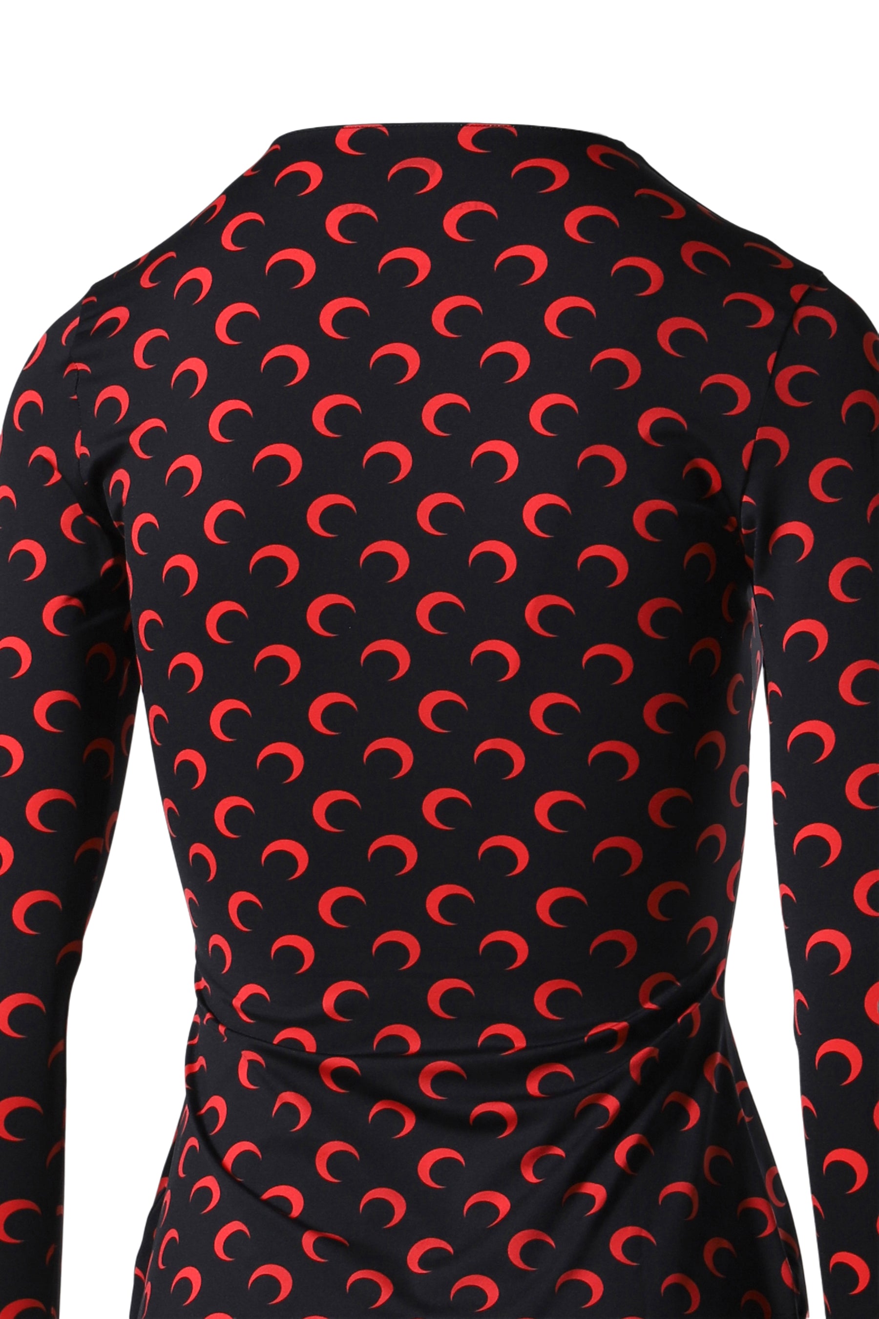 MOON PRINTED JERSEY SECOND SKIN CREWNECK TOP / RED