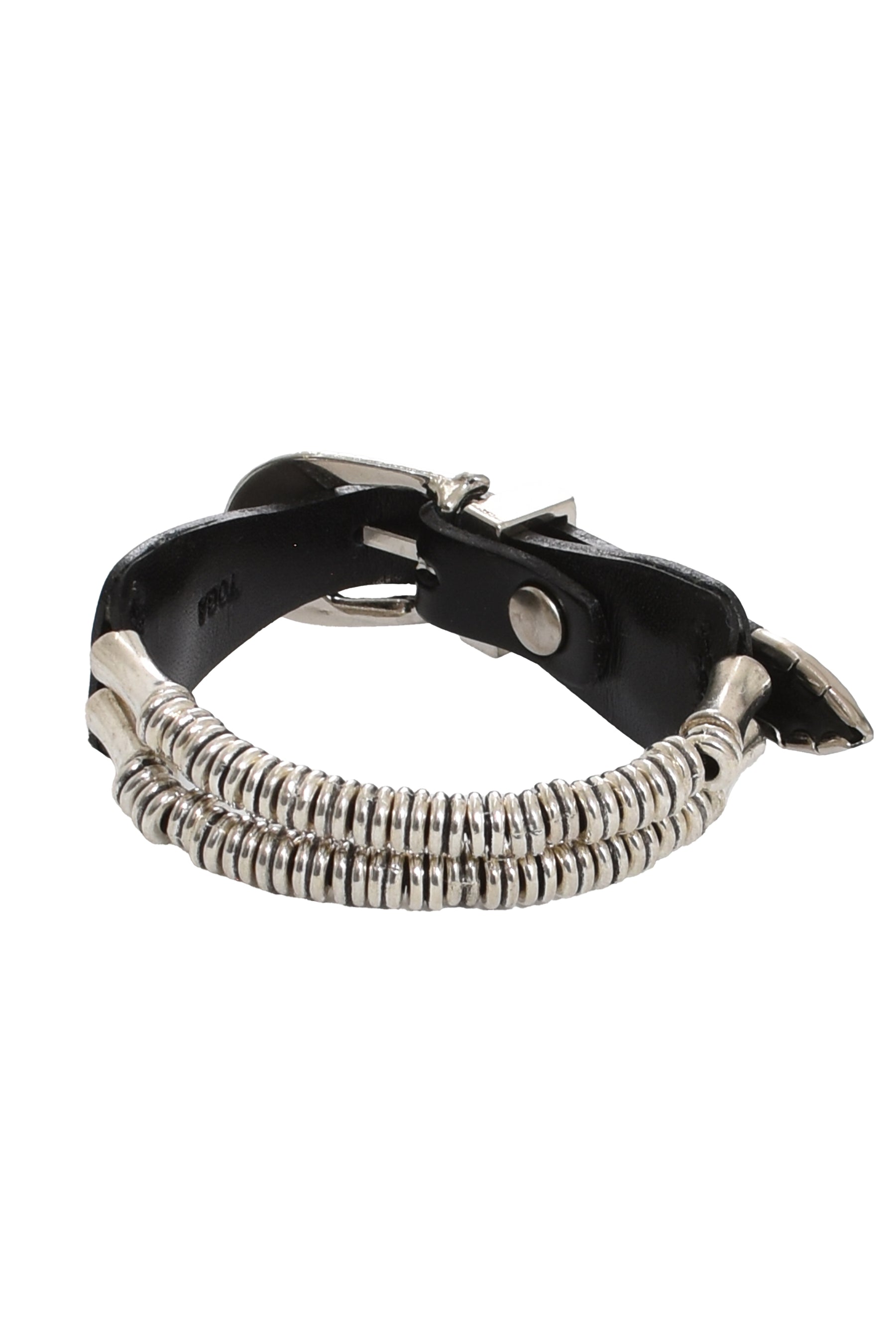 BEADS LEATHER BANGLE / BLK