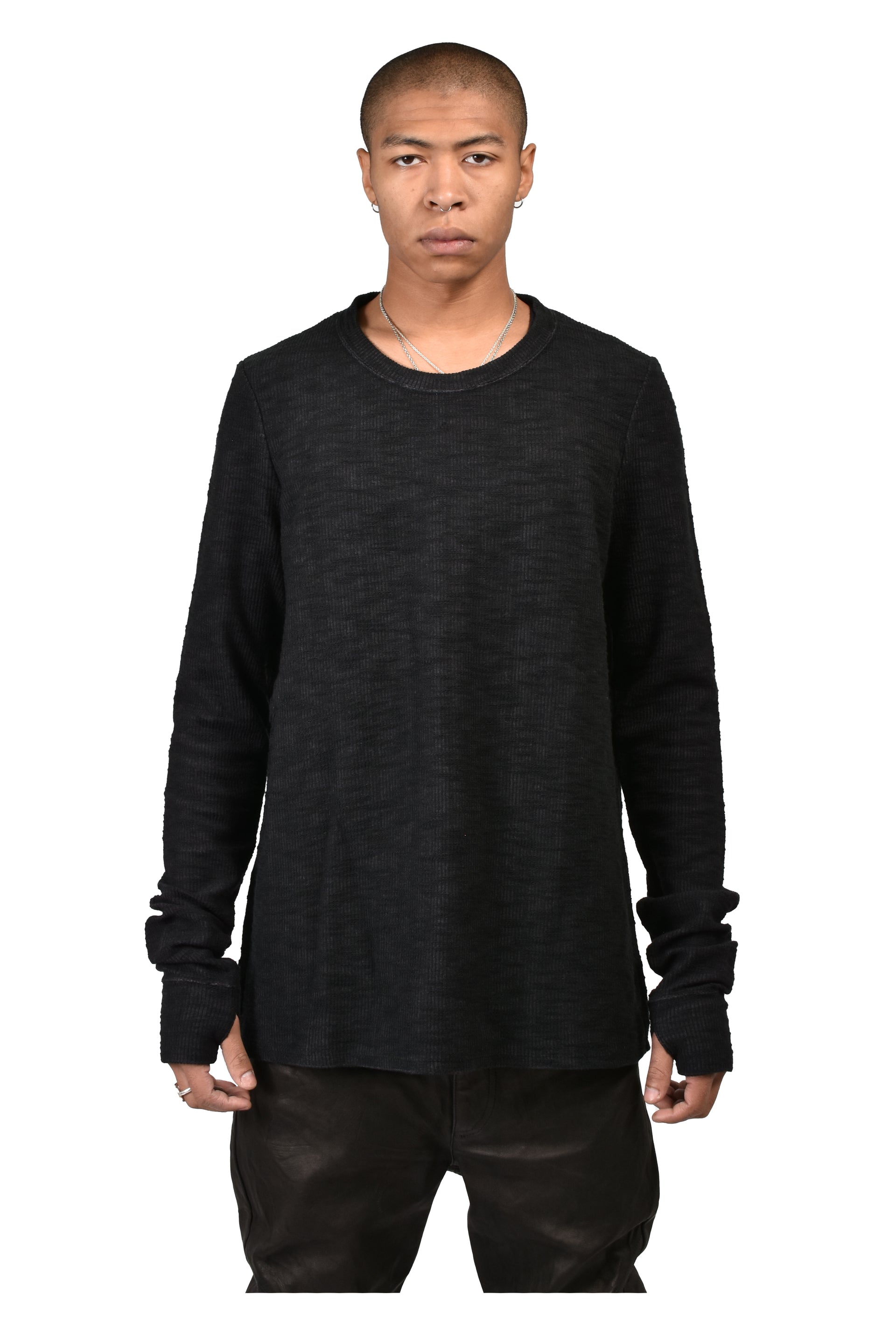 SLAB RIB L/S T / BLK