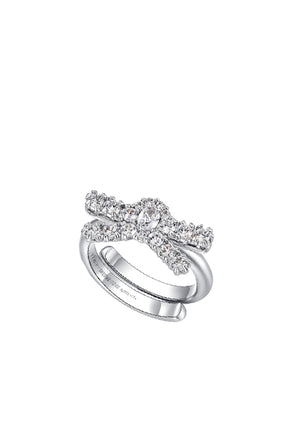 GEMSTONE PAVE BOW RING / SIL 