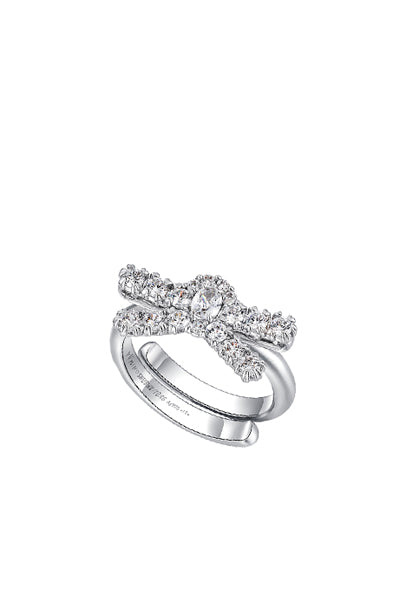 GEMSTONE PAVE BOW RING / SIL