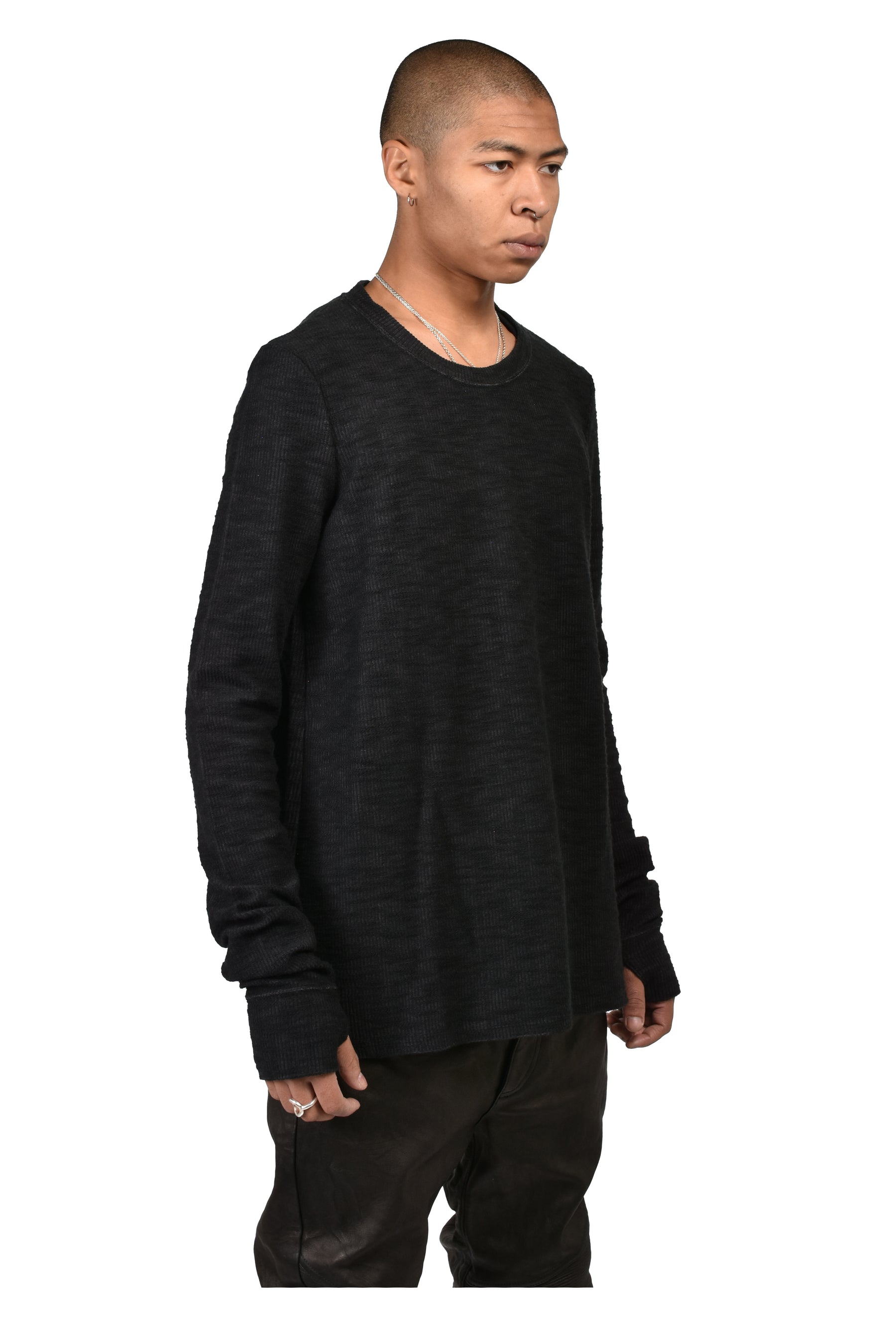 SLAB RIB L/S T / BLK