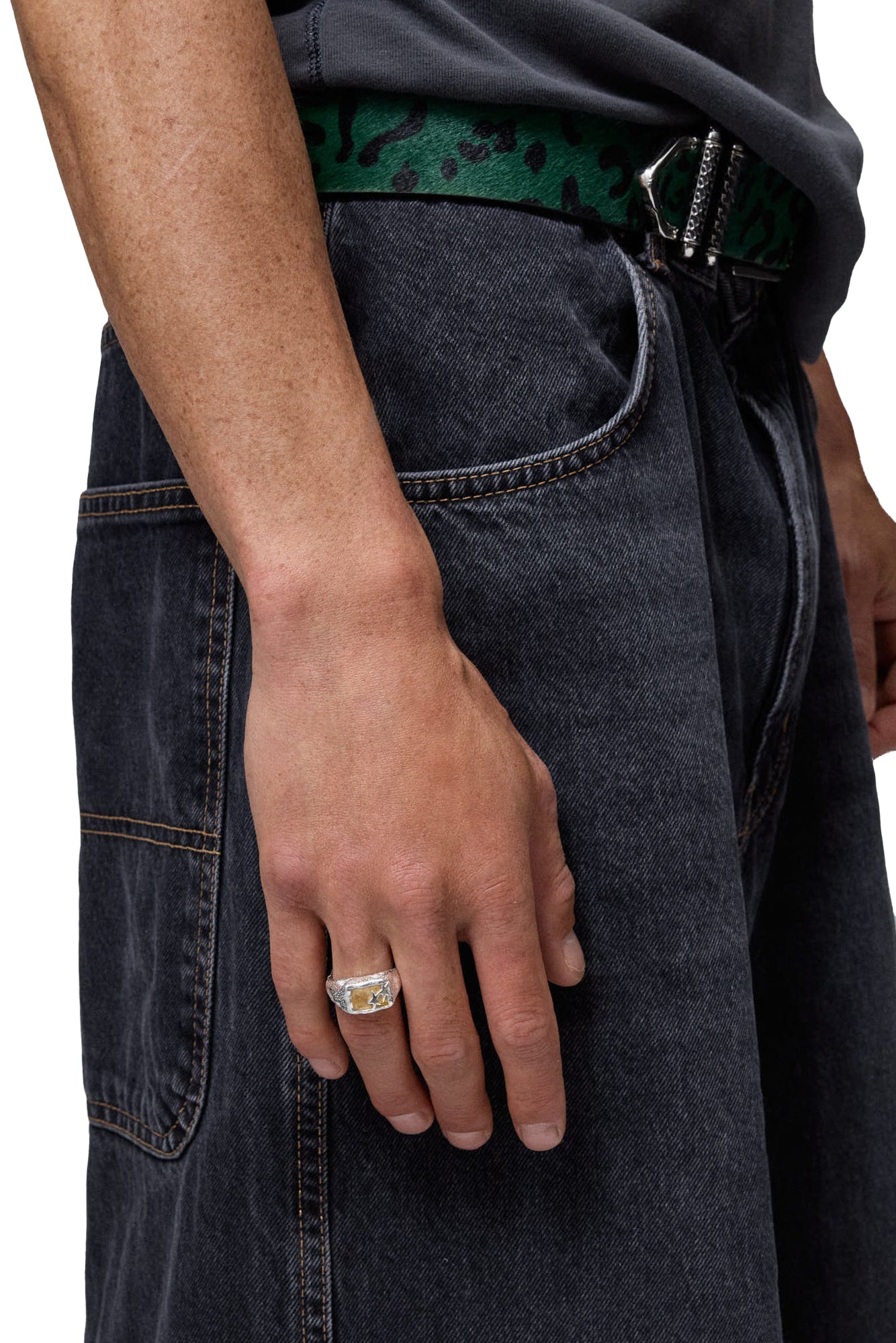 YELLOW BAGUETTE STONE RING / SIL