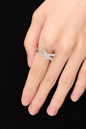 GEMSTONE PAVE BOW RING / SIL 