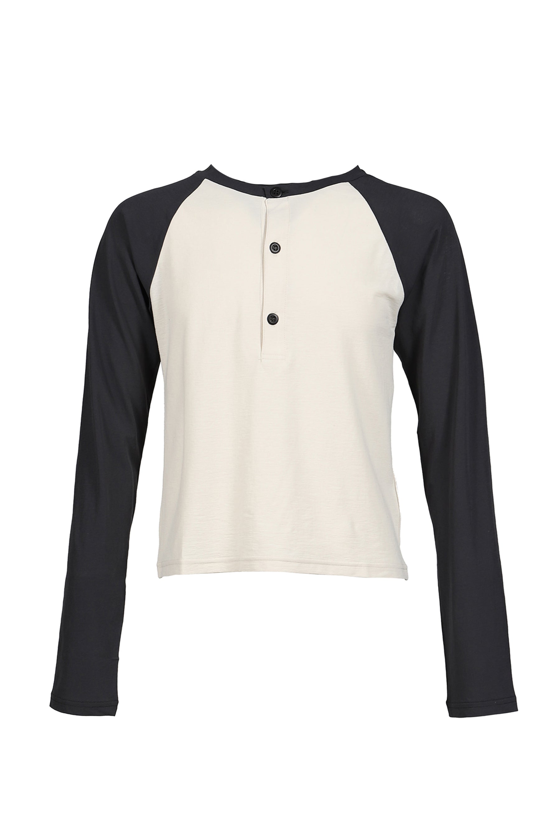 JUN/NAKAYAMA ジュンナカヤマ SS26 RAGLAN HENLEY NECK TEE / BLK