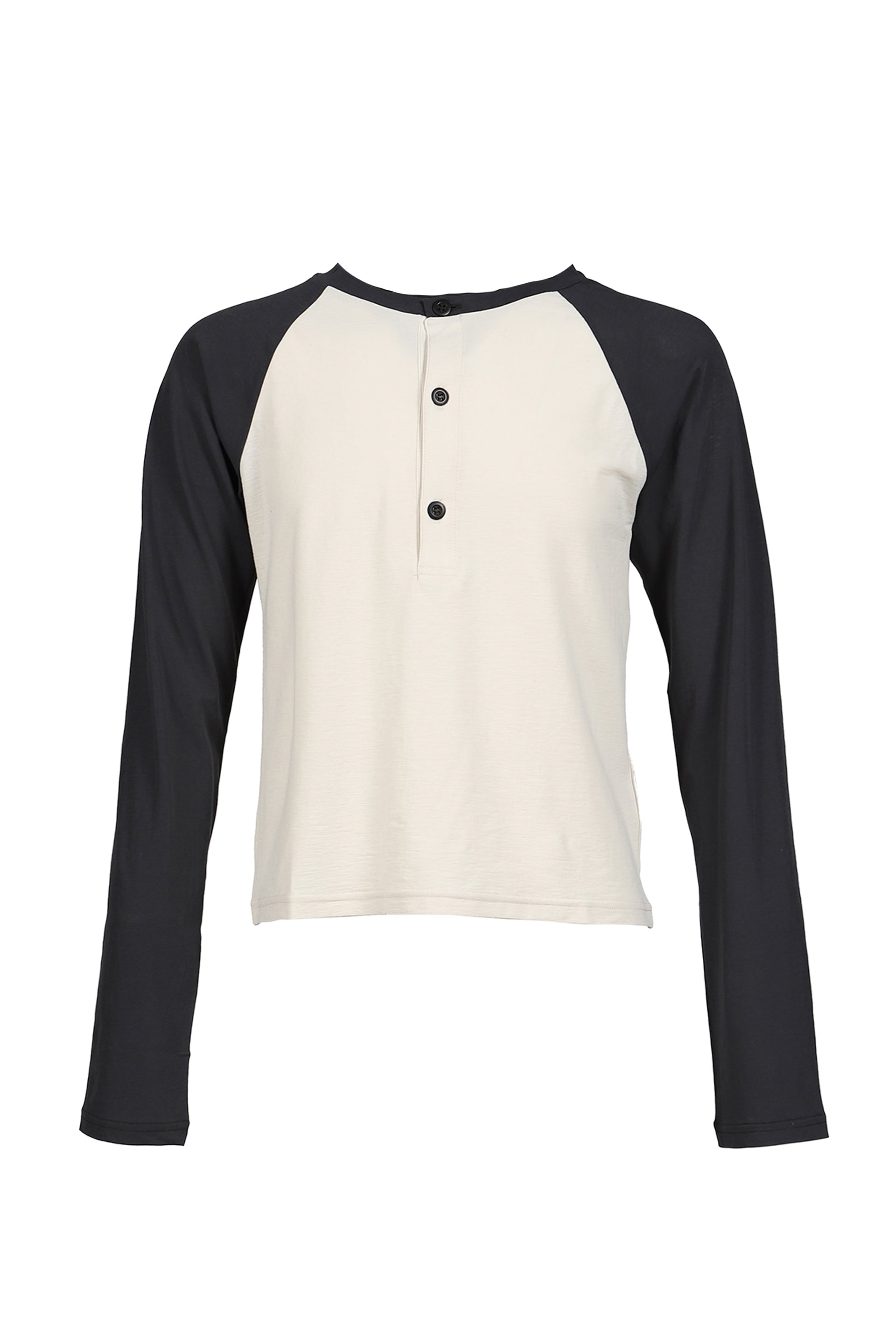 RAGLAN HENLEY NECK TEE /  BLK