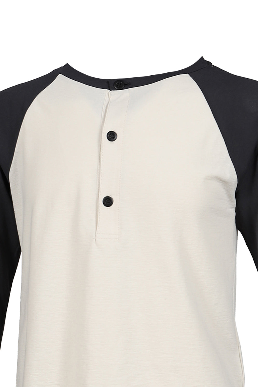 RAGLAN HENLEY NECK TEE /  BLK