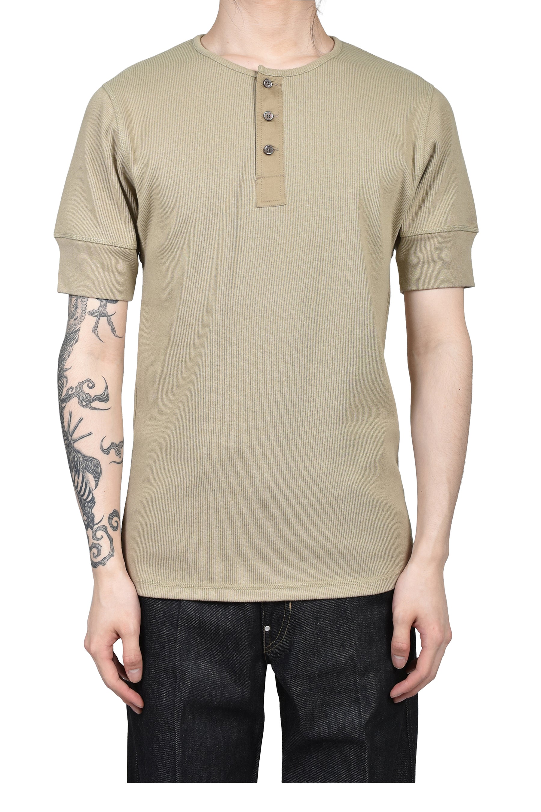 LEMAIRE Lemaire SS26 RIB HENLEY TOP / SAGE - NUBIAN Nubian