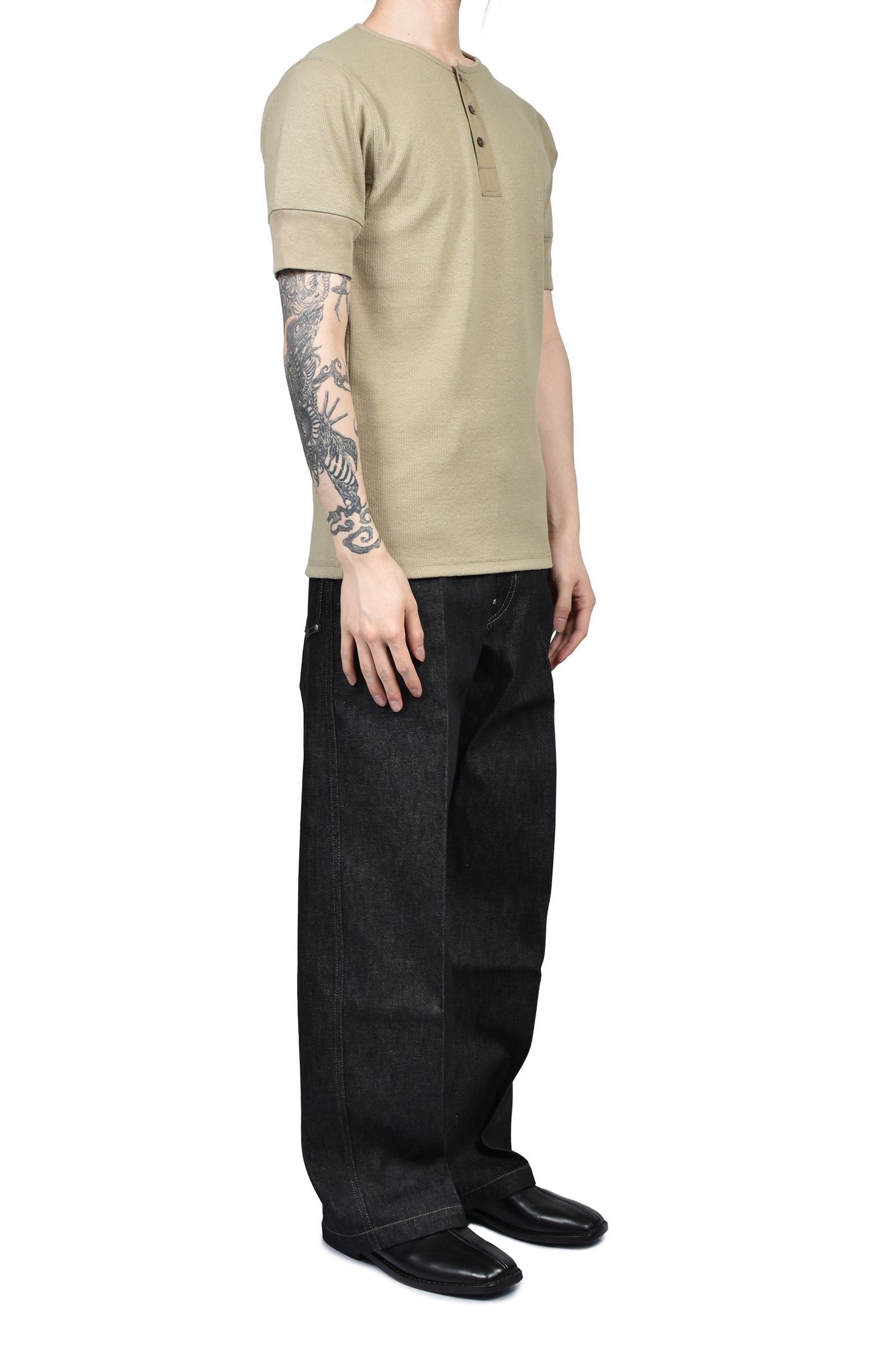 LEMAIRE Lemaire SS26 RIB HENLEY TOP / SAGE - NUBIAN Nubian