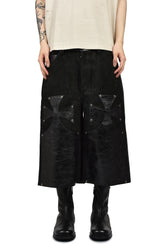 LEATHER CHOPPER SHORTS / BLK