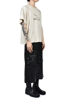 LEATHER CHOPPER SHORTS / BLK