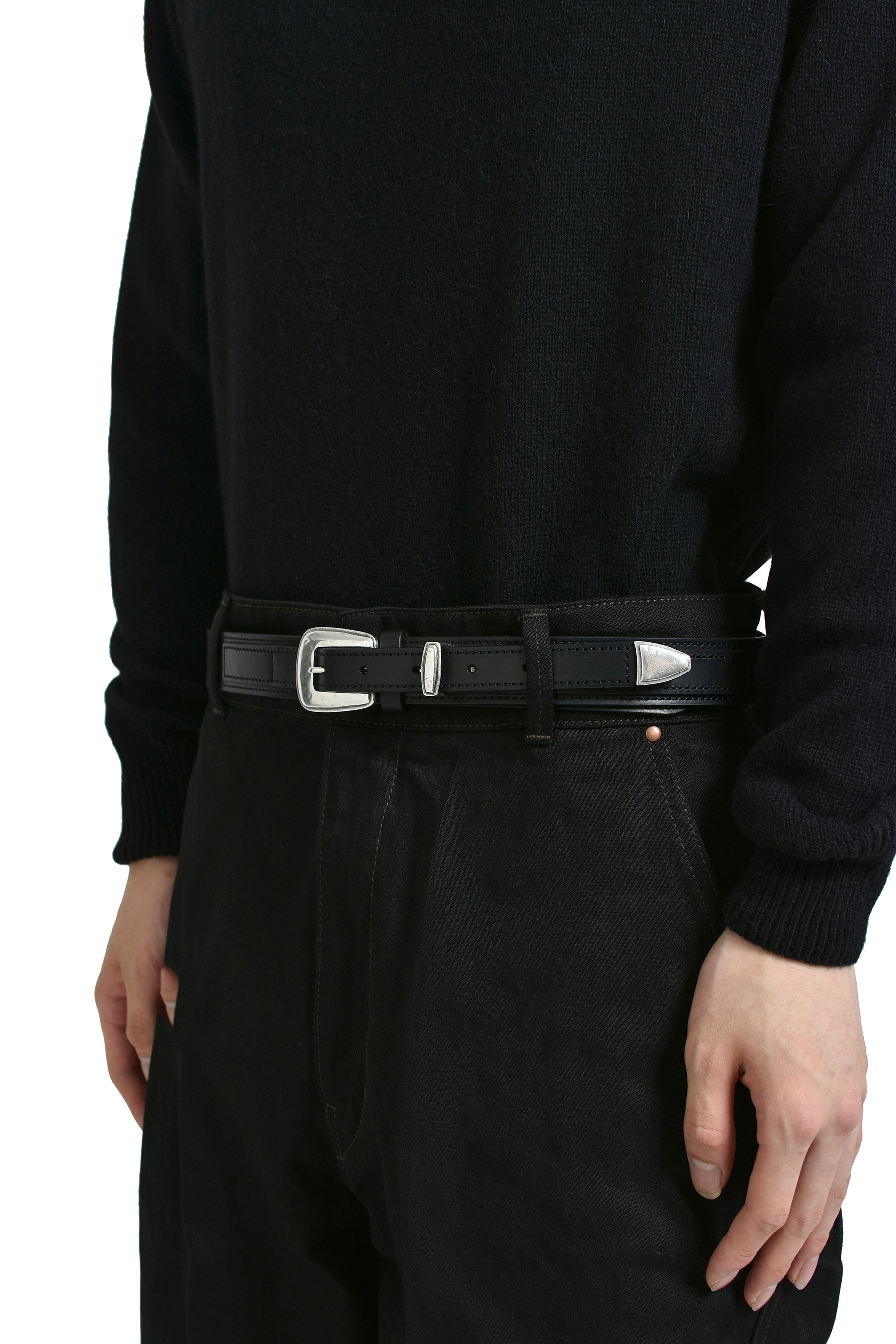 LEMAIRE FW25 MINIMAL WESTERN BELT BLACK NUBIAN