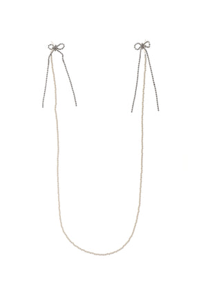 CRYSTAL RIBBON GLASSES CHAIN / WHT