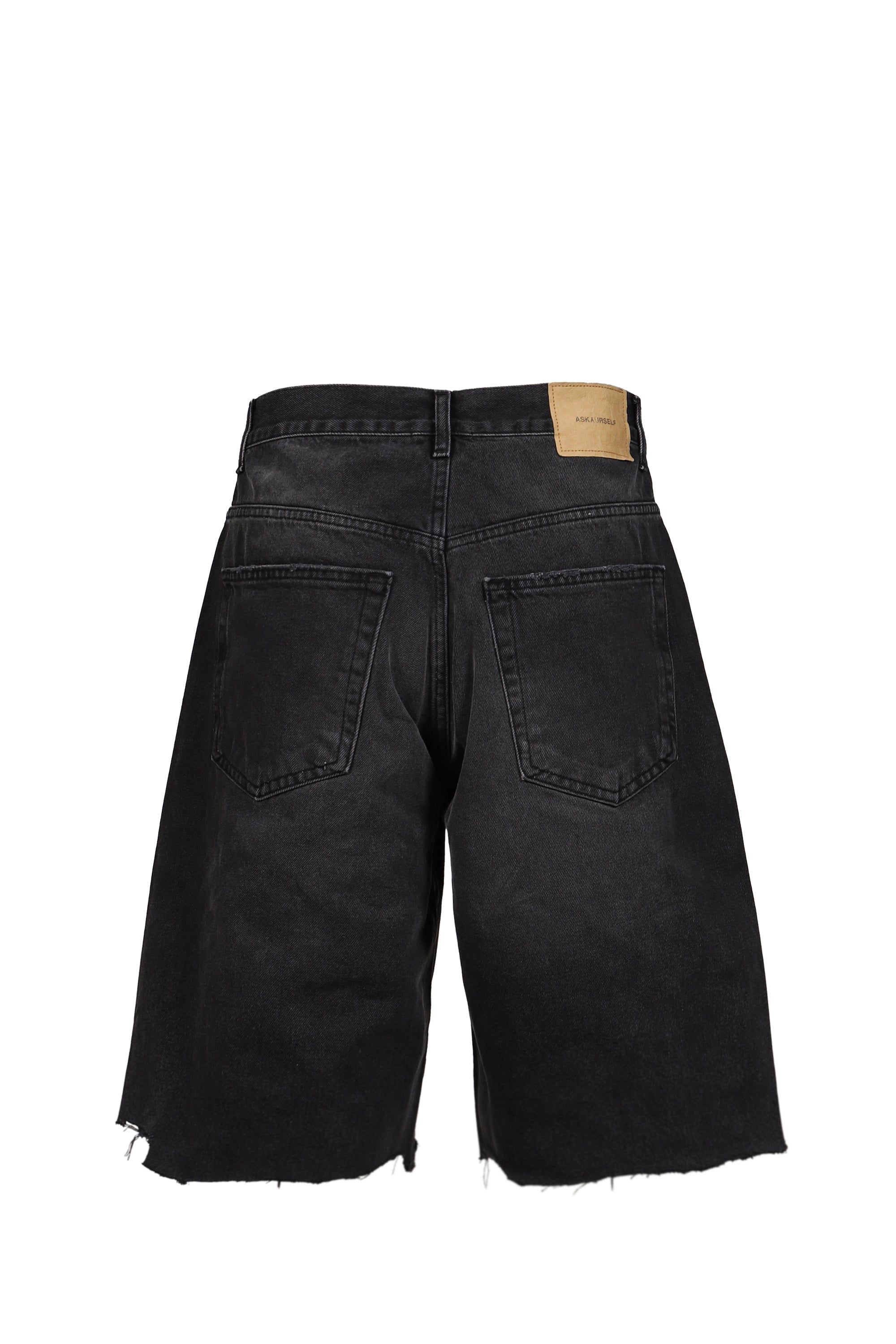ASKYURSELF SS26 CROSS PIN BAGGY JEANS SHORTS / WASHED BLK - NUBIAN