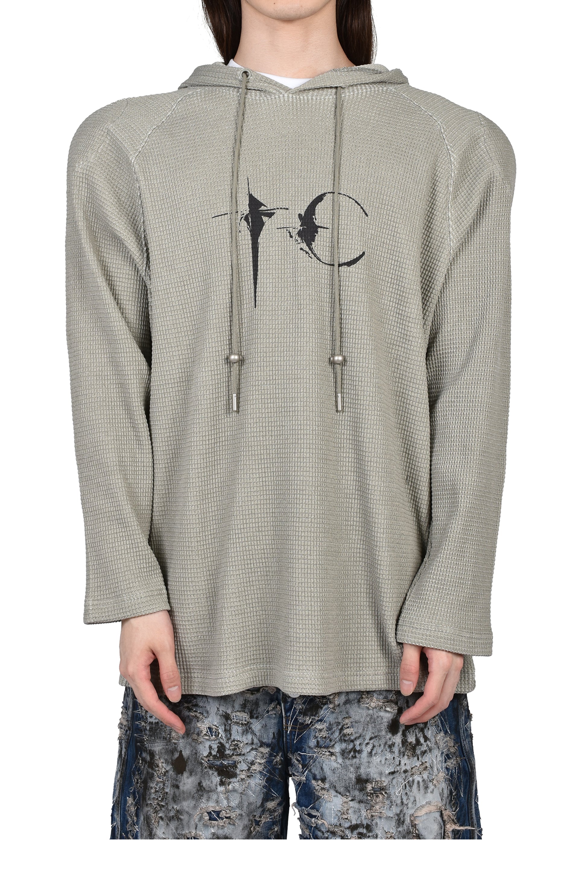 BULK SHOULDER WAFFLE HOODIE / KHA