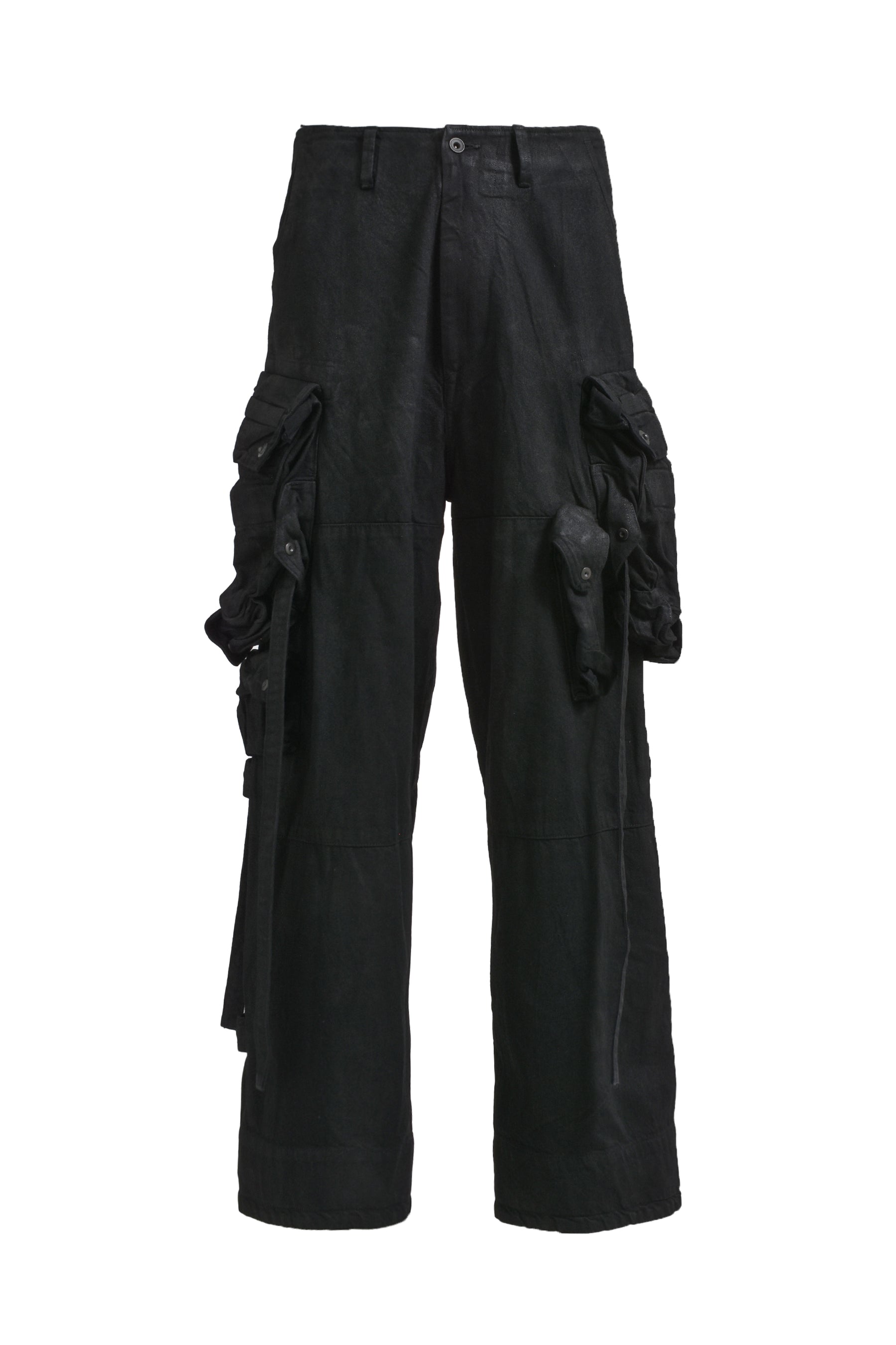 DENIM GASMASK CARGO TROUSER / BLK WAX