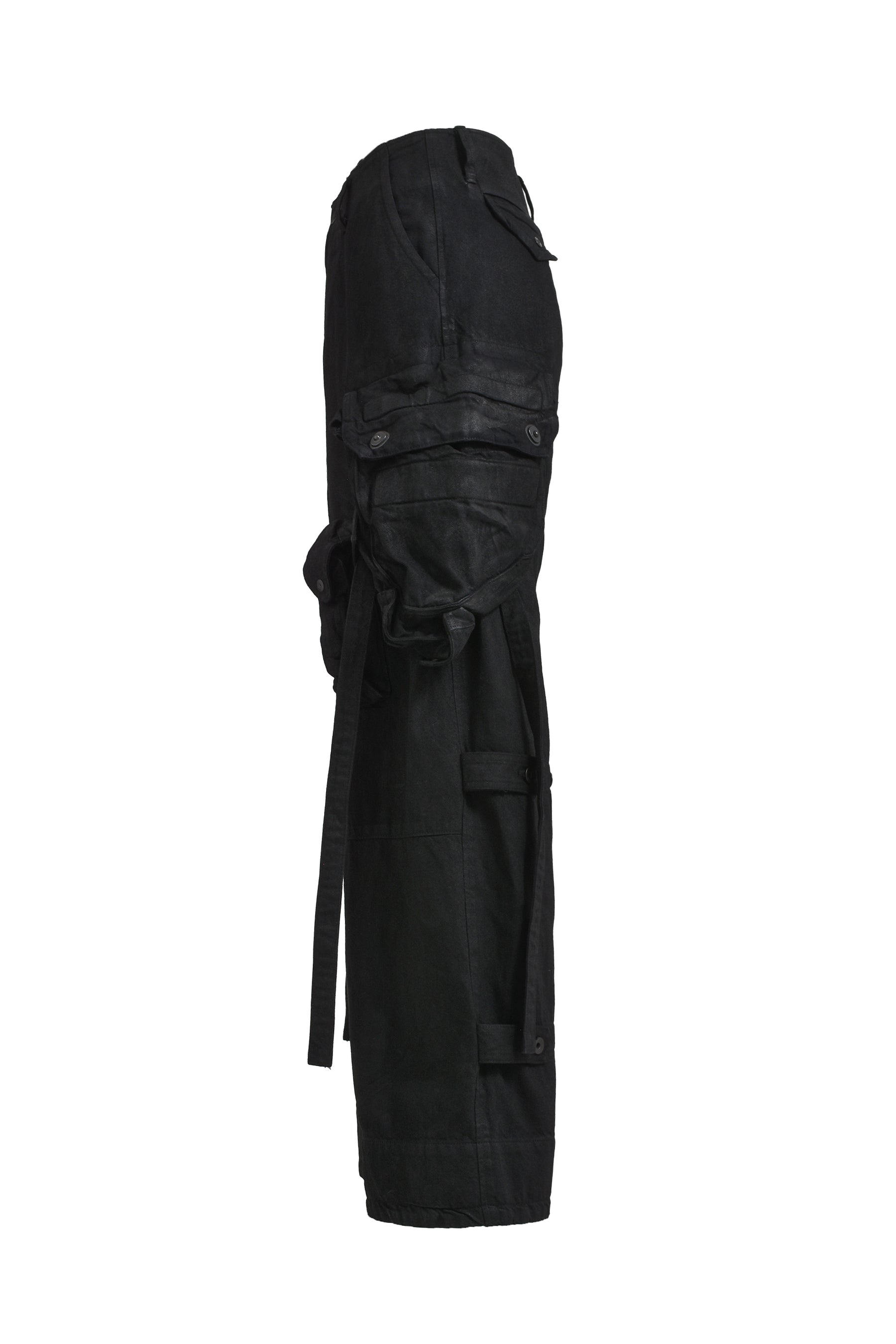 DENIM GASMASK CARGO TROUSER / BLK WAX