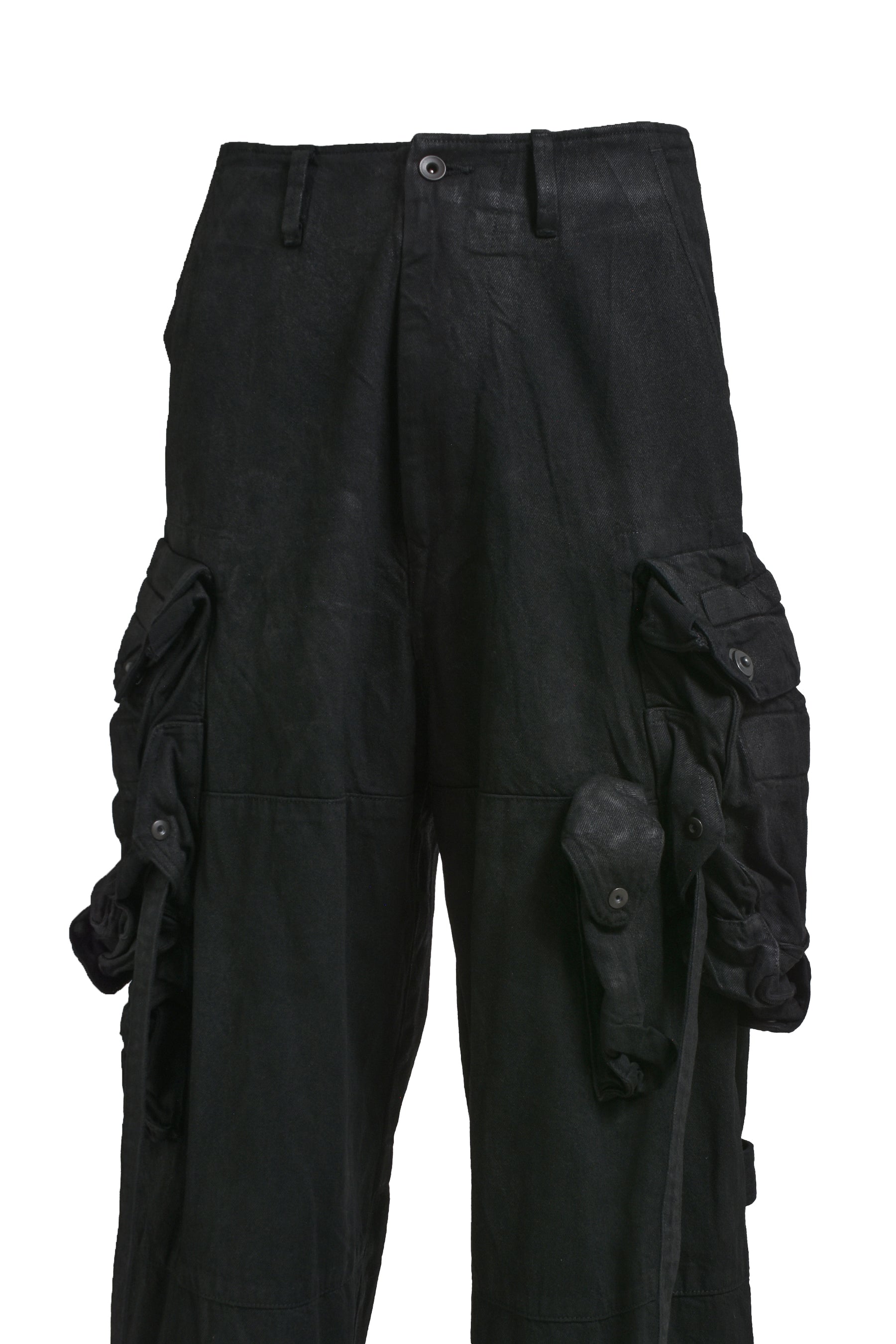 DENIM GASMASK CARGO TROUSER / BLK WAX