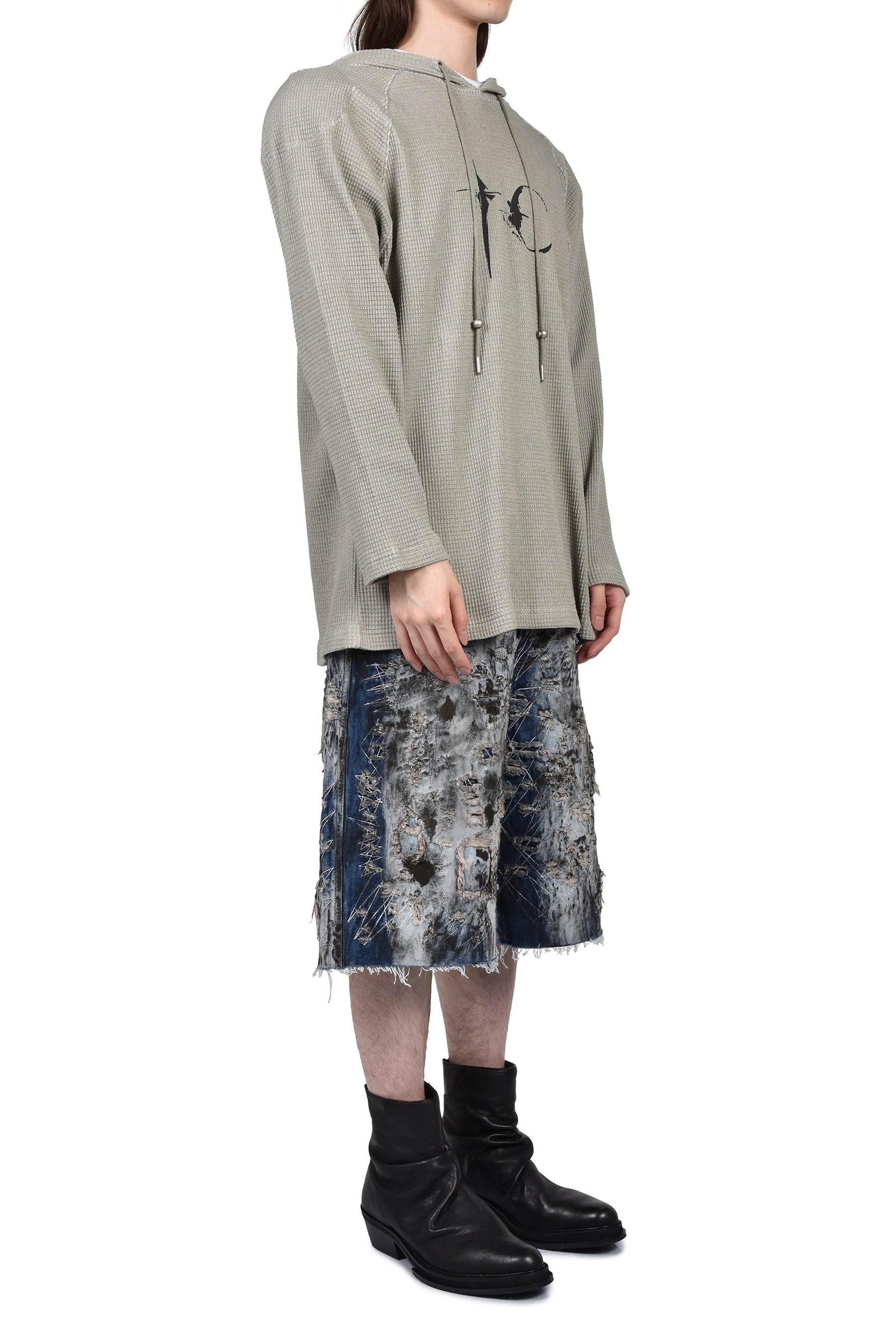 BULK SHOULDER WAFFLE HOODIE / KHA