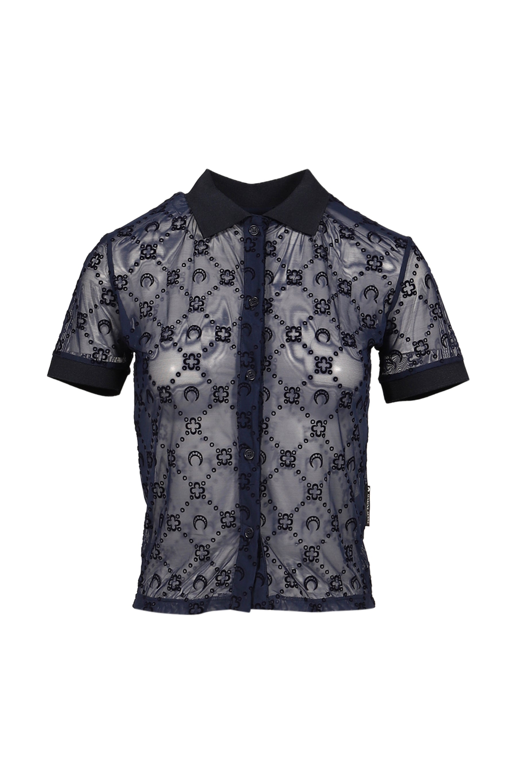 MOONOGRAM MESH FLOCK SS POLO SHIRT / NVY