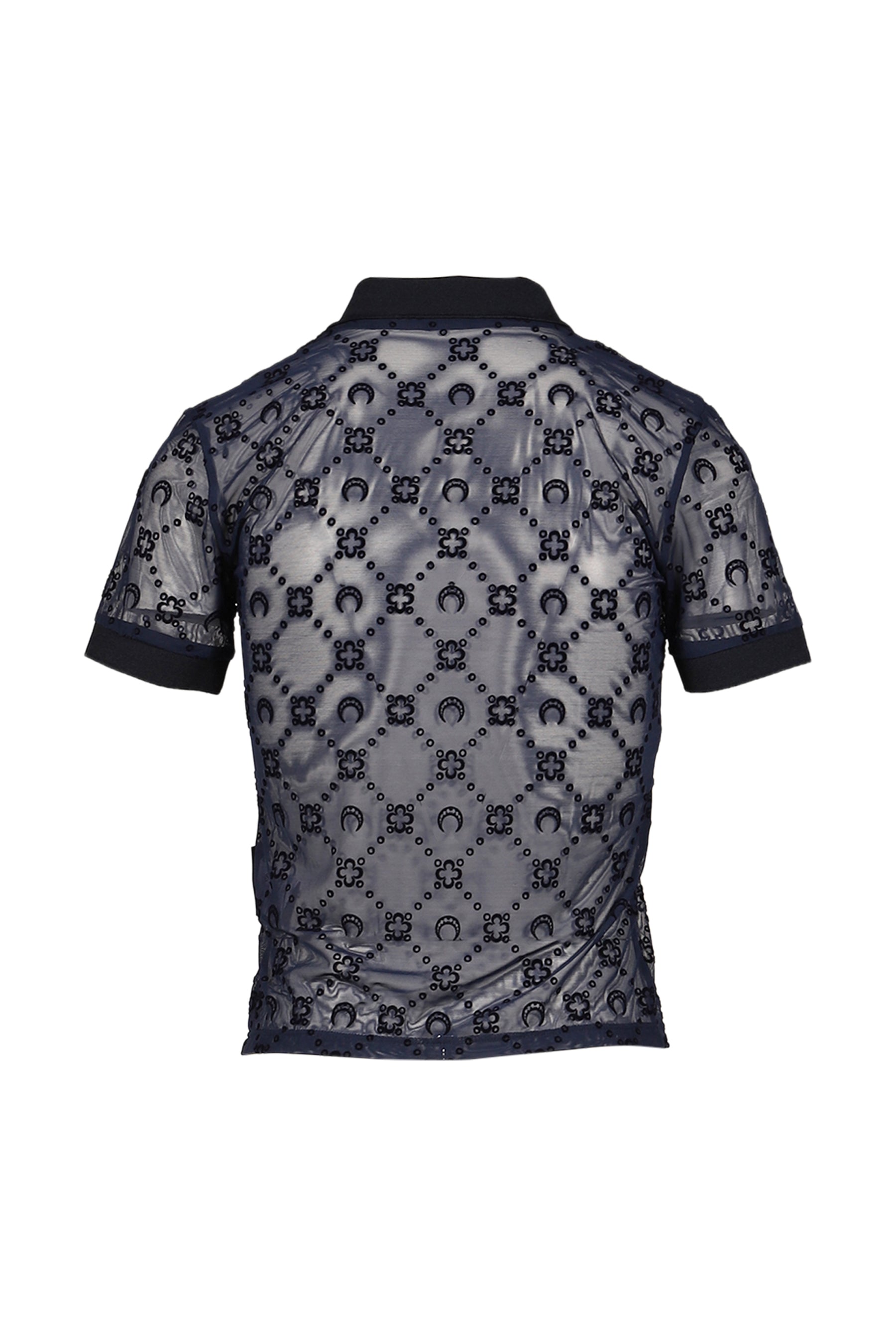 MOONOGRAM MESH FLOCK SS POLO SHIRT / NVY