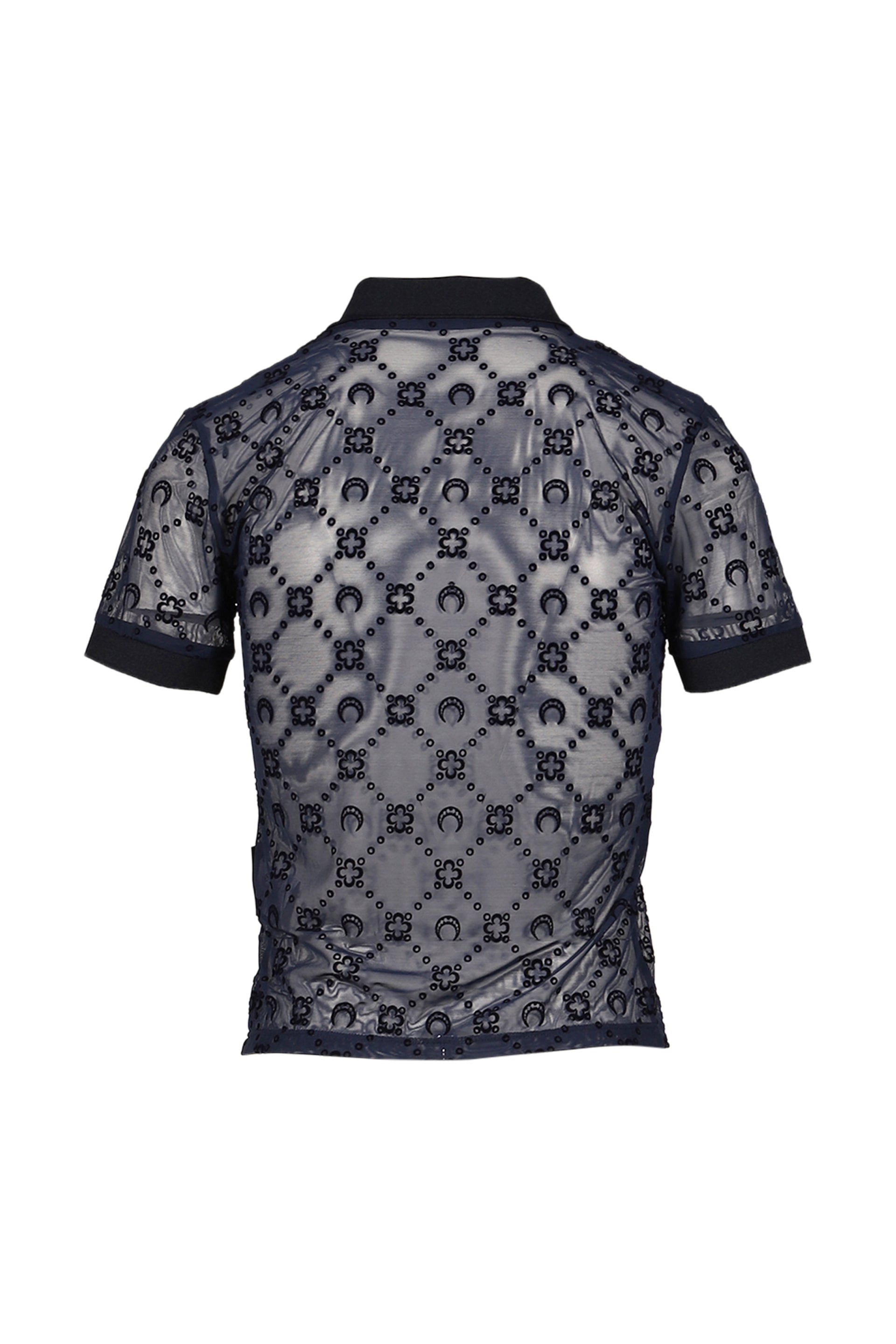 MOONOGRAM MESH FLOCK SS POLO SHIRT / NVY