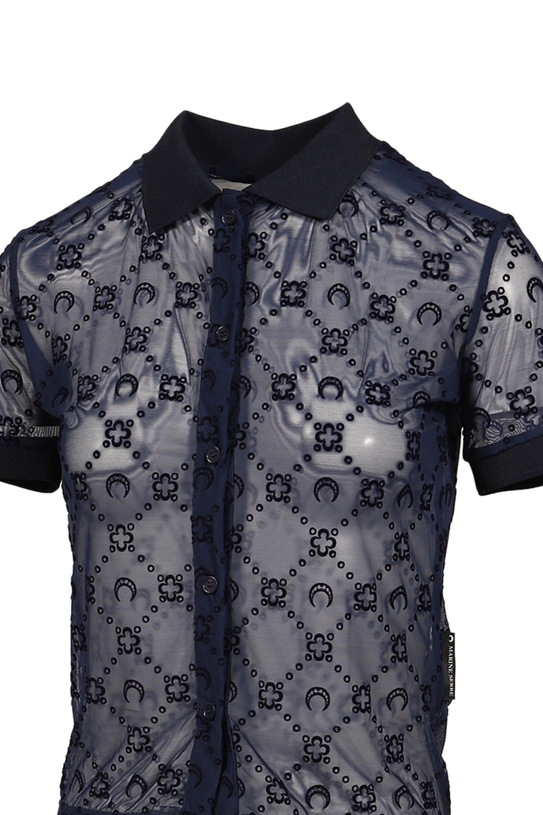 MOONOGRAM MESH FLOCK SS POLO SHIRT / NVY
