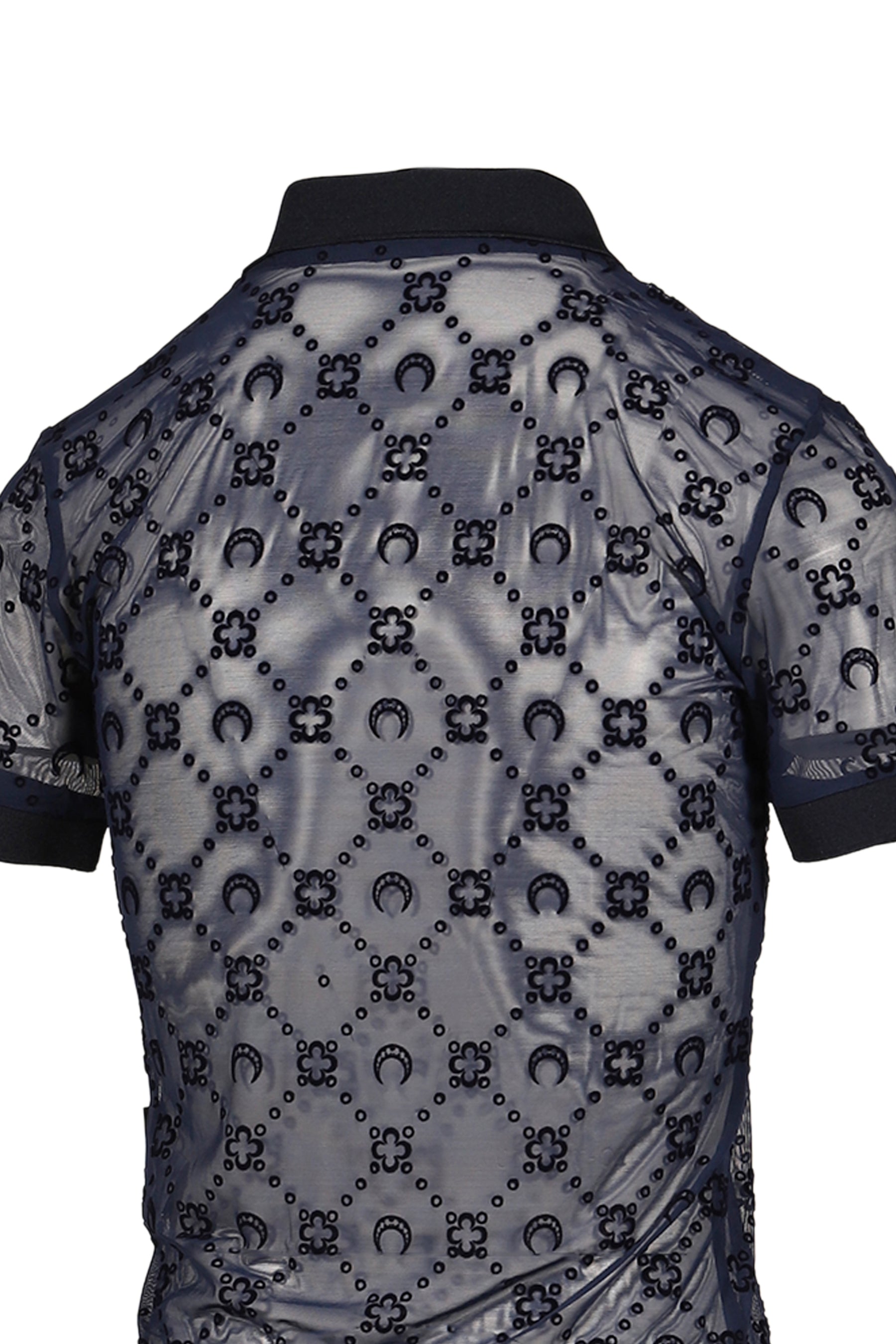 MOONOGRAM MESH FLOCK SS POLO SHIRT / NVY