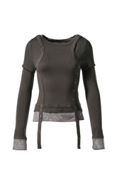 LENO TRIPLE LAYERED LONG SLEEVE TOP / KHA