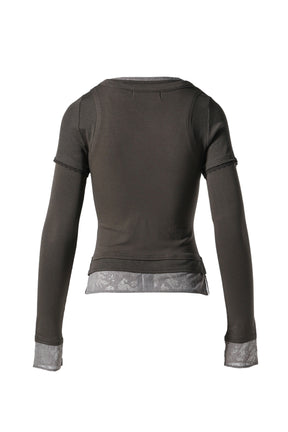 LENO TRIPLE LAYERED LONG SLEEVE TOP / KHA