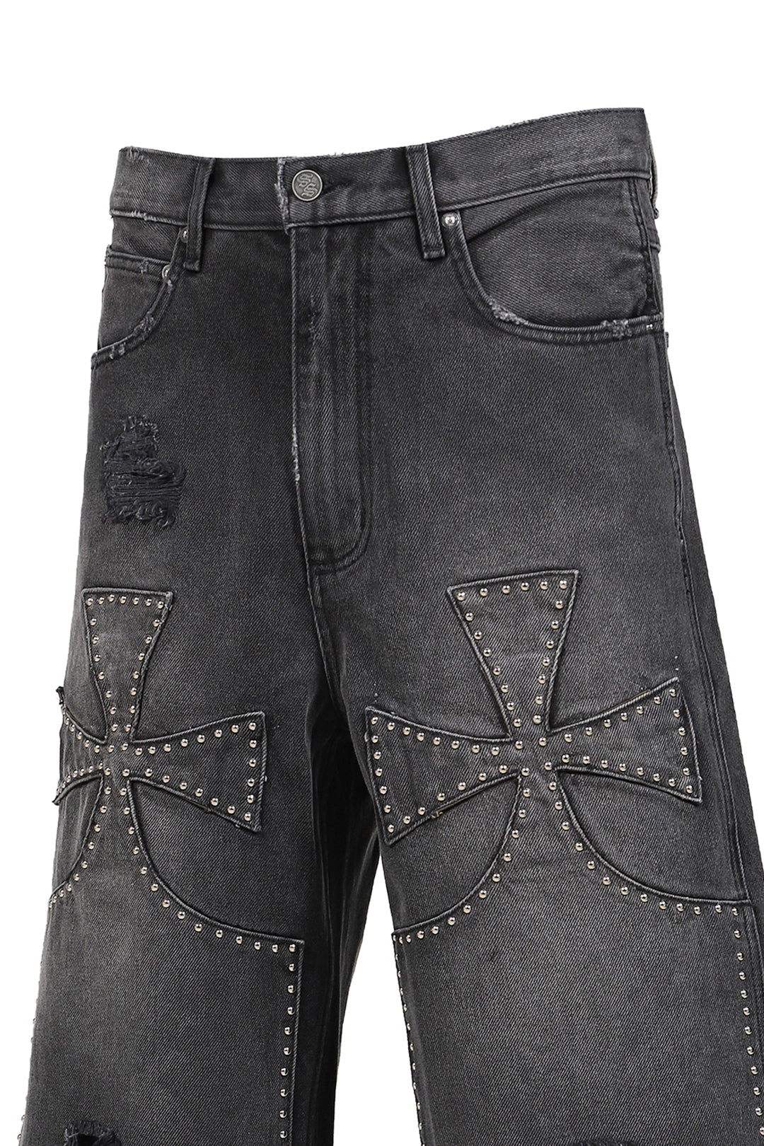 STUDDED CHOPPER SHORTS / BLACK