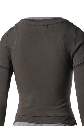 LENO TRIPLE LAYERED LONG SLEEVE TOP / KHA