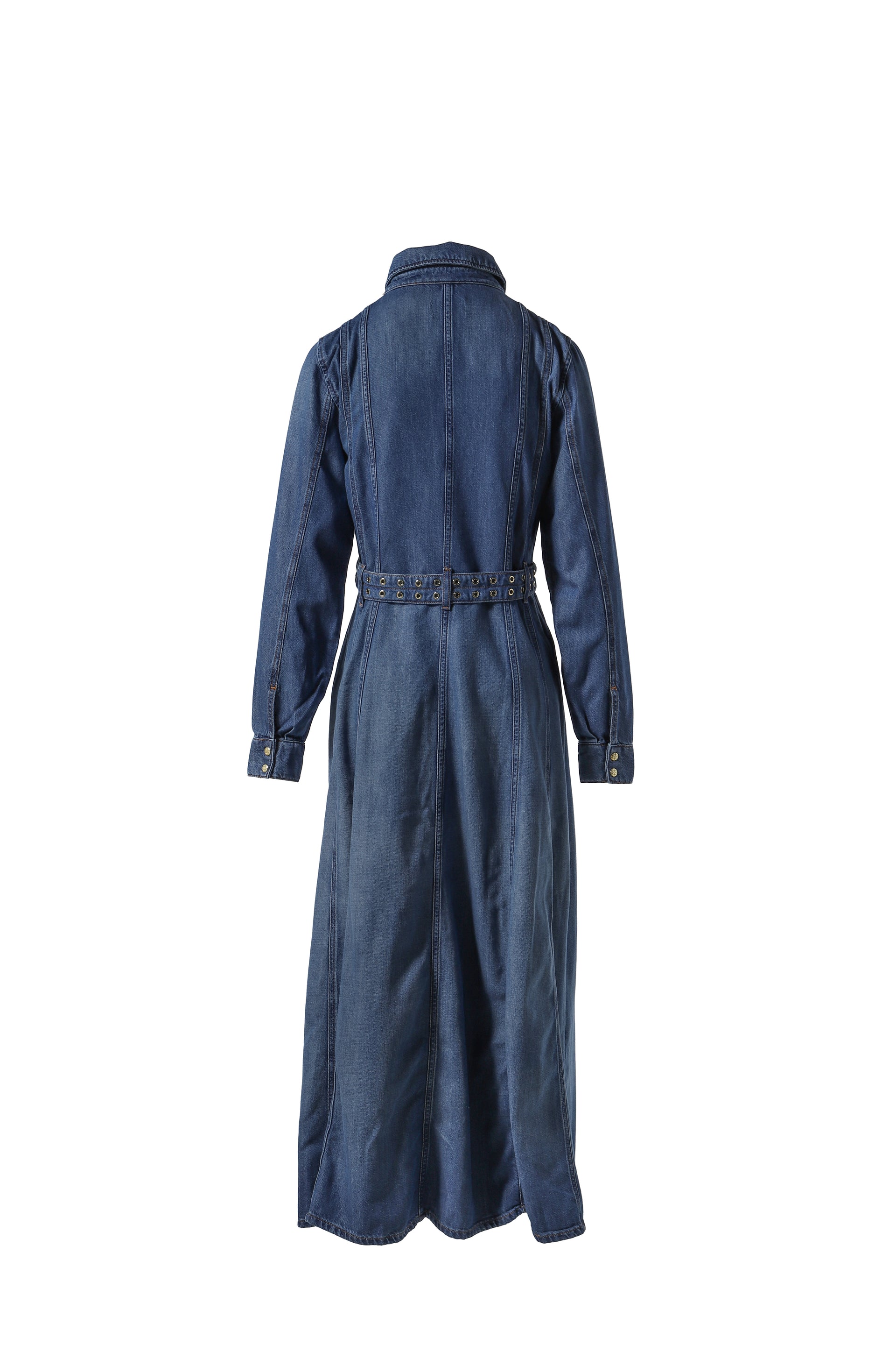 GANNI LIGHT DENIM MAXI DRESS / BLU