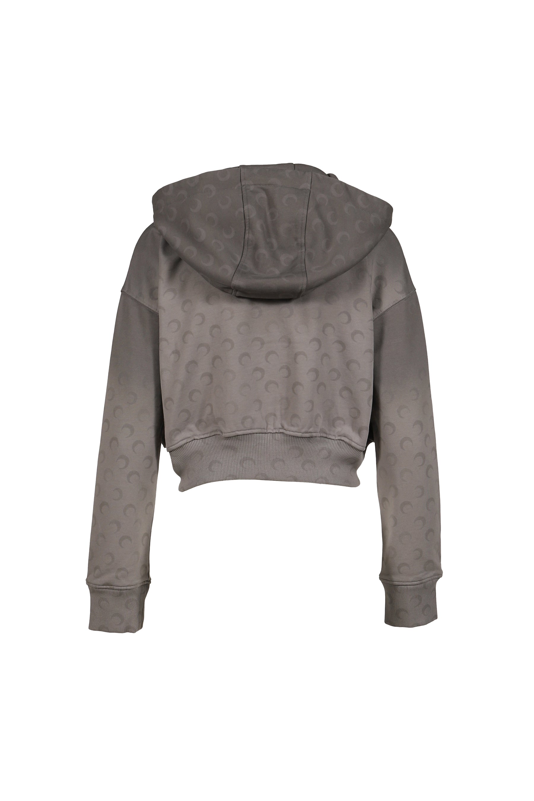 FADED MOON FLEECE CROPPED ZIPPED HOODIE / DARK GRY