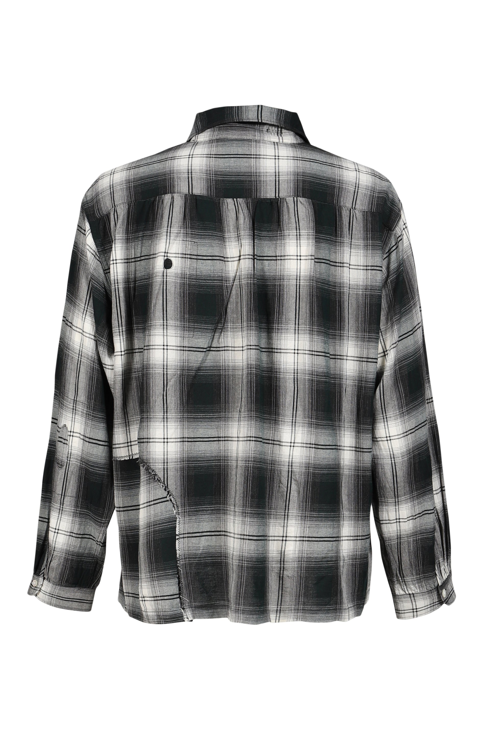 REMADE RAYON PLAID SHIRT AGED / D.GRN×WHT