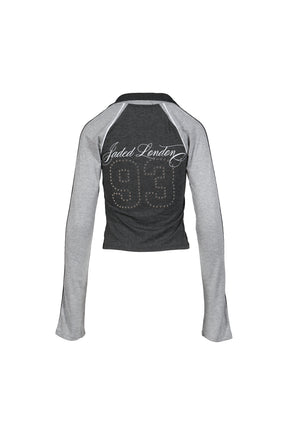 FOOTBALL BABY TEE - STUDDED / BLK GRY