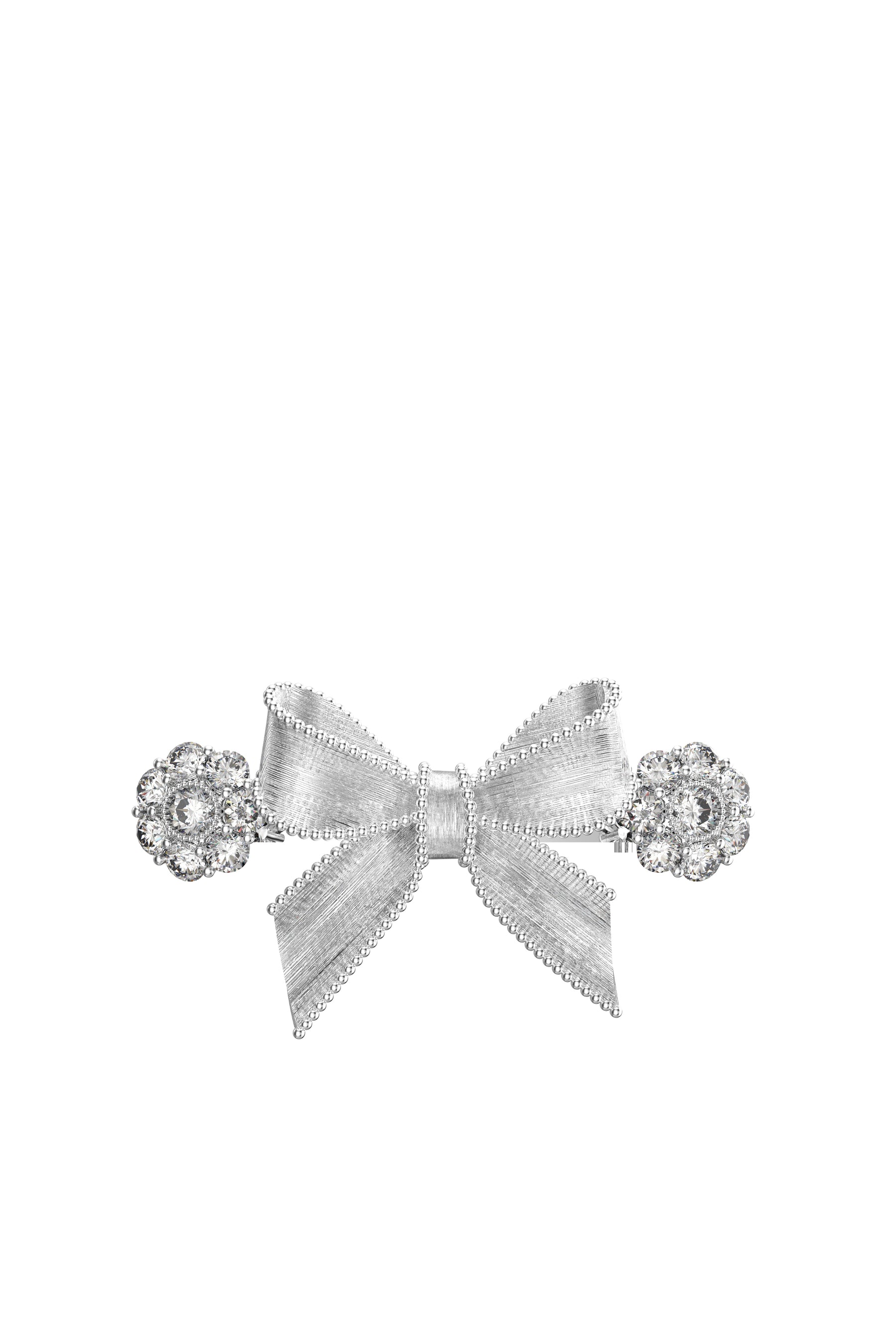 SHORT BOWKNOT GEMSTONE HAIR CLIP / SIL