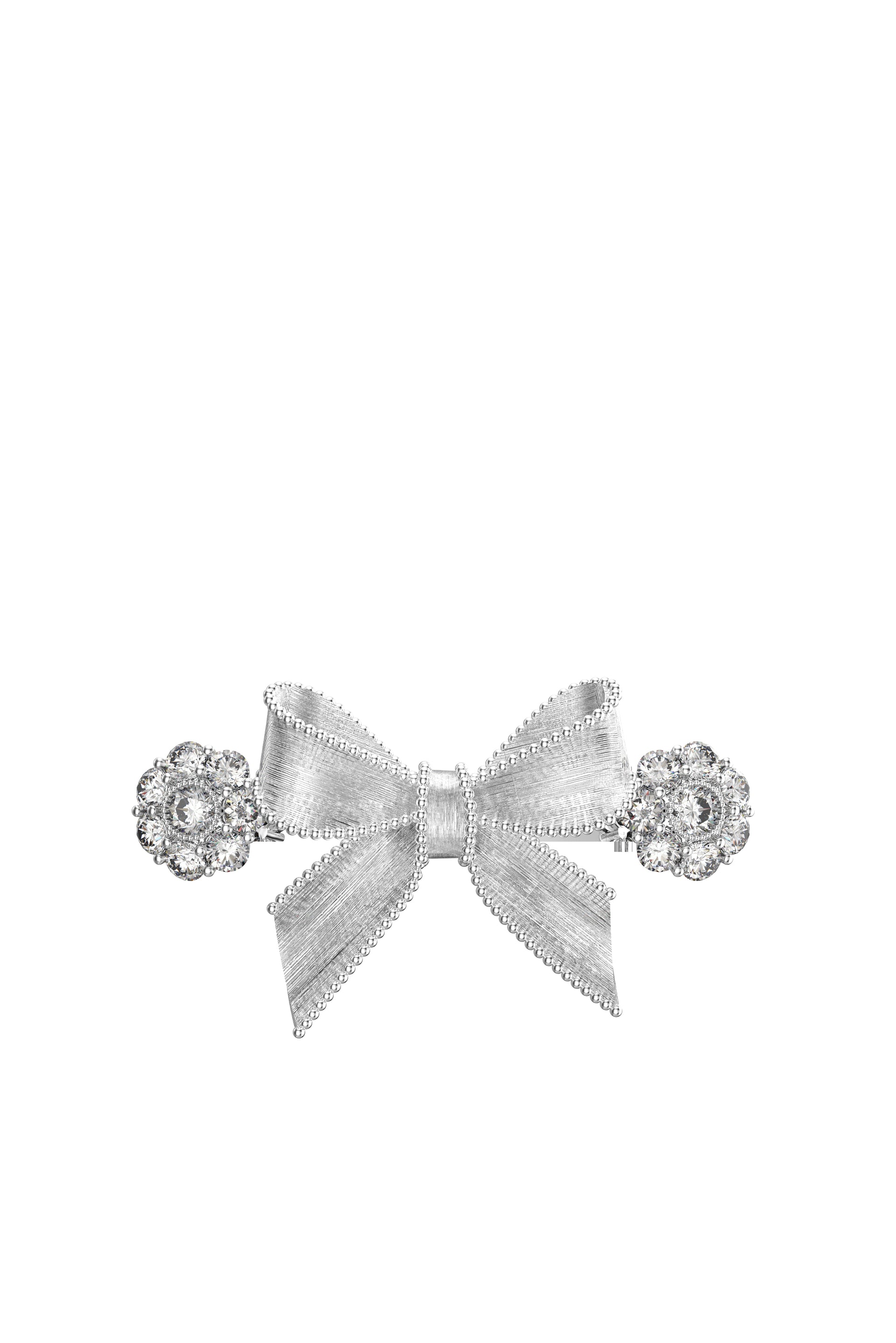 SHORT BOWKNOT GEMSTONE HAIR CLIP / SIL