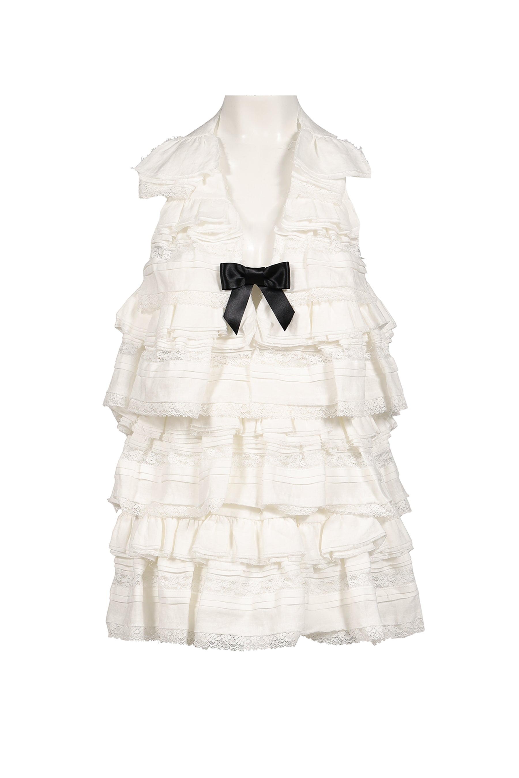 SHUSHU TONG シュシュトン SS26 HALTER MULTI-TIER RUFFLE DRESS / WHT