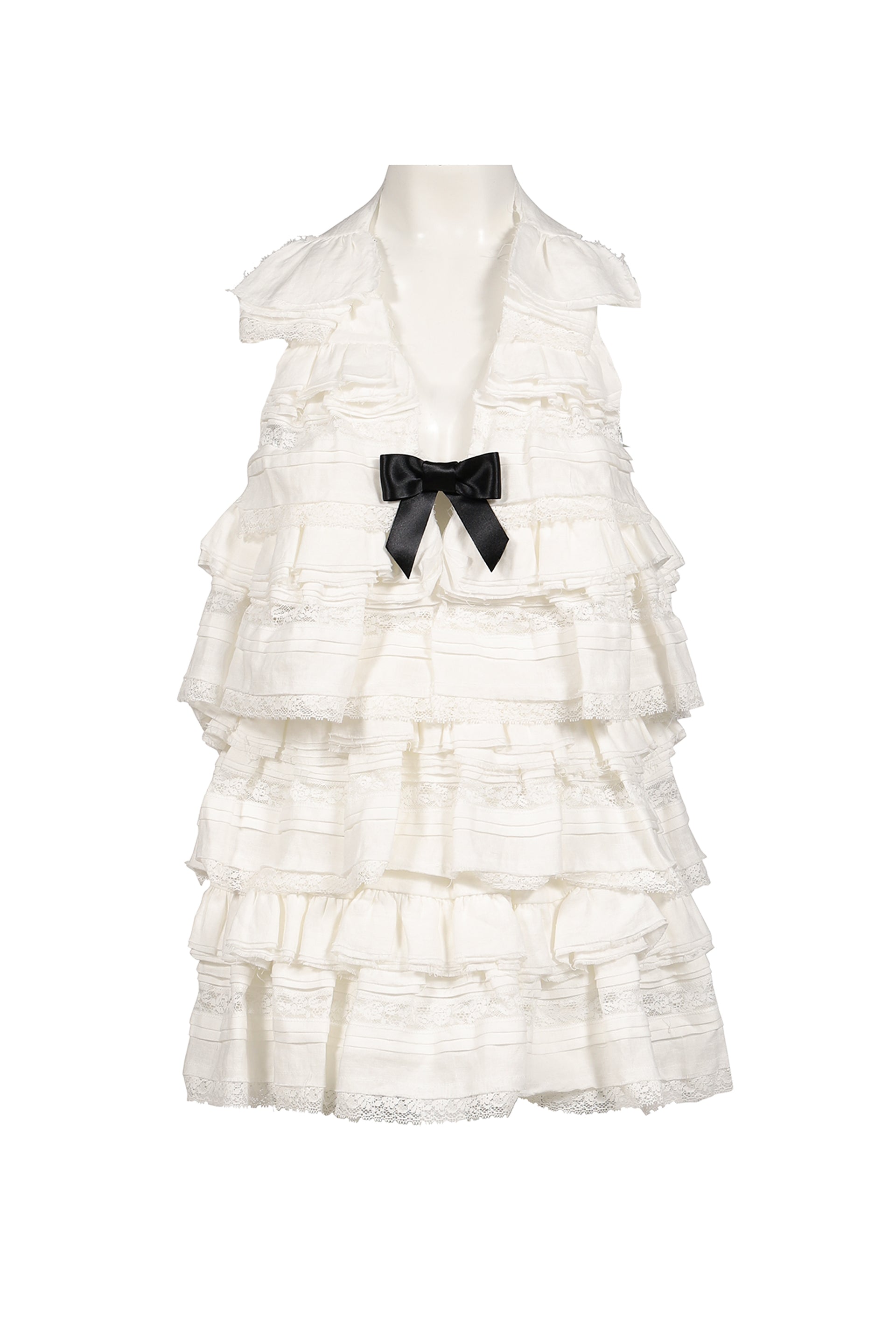 HALTER MULTI-TIER RUFFLE DRESS / WHT